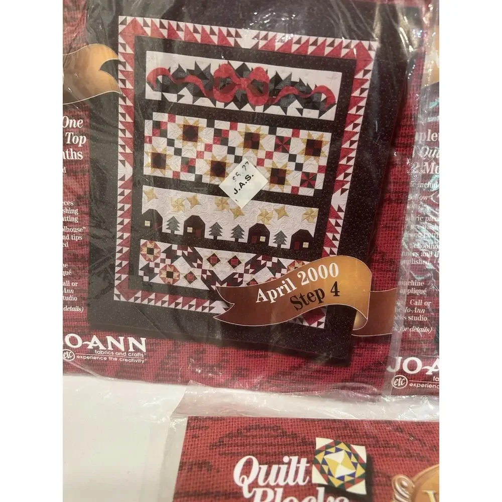 Vtg Holiday Tidings 2000 Joann Fabric Quilt Block Kits Set Of 3 Months Steps 4-6